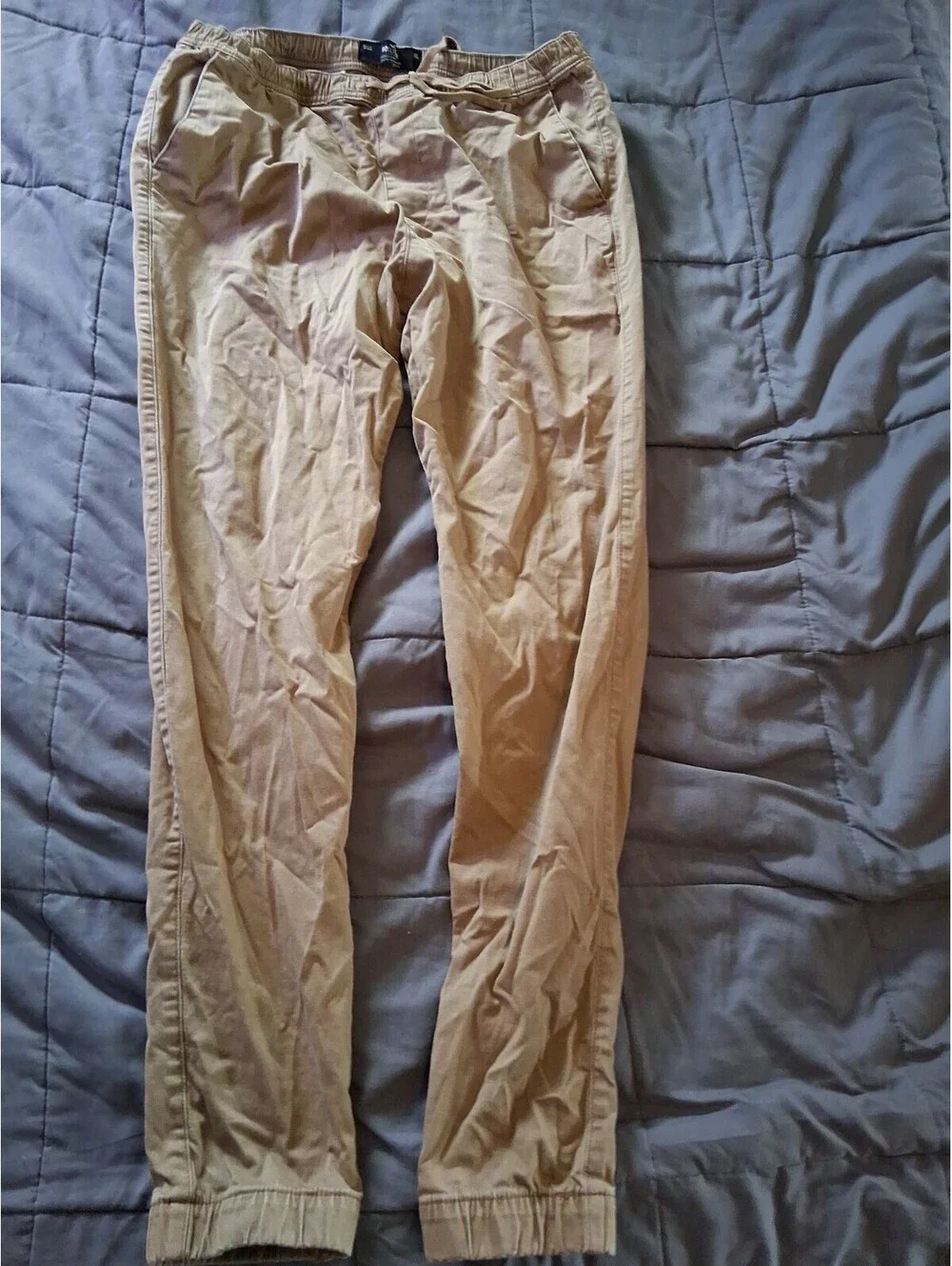 Hollister Stacked Skinny Joggers Men's XL Khaki Tan Drawstring E2